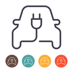 Obraz premium Electric car with plug icon isolated on white background, EV car, Eco friendly vehicle concept