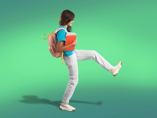Portrait of young girl, student, studying, education, homework, youth, lifestyle concept