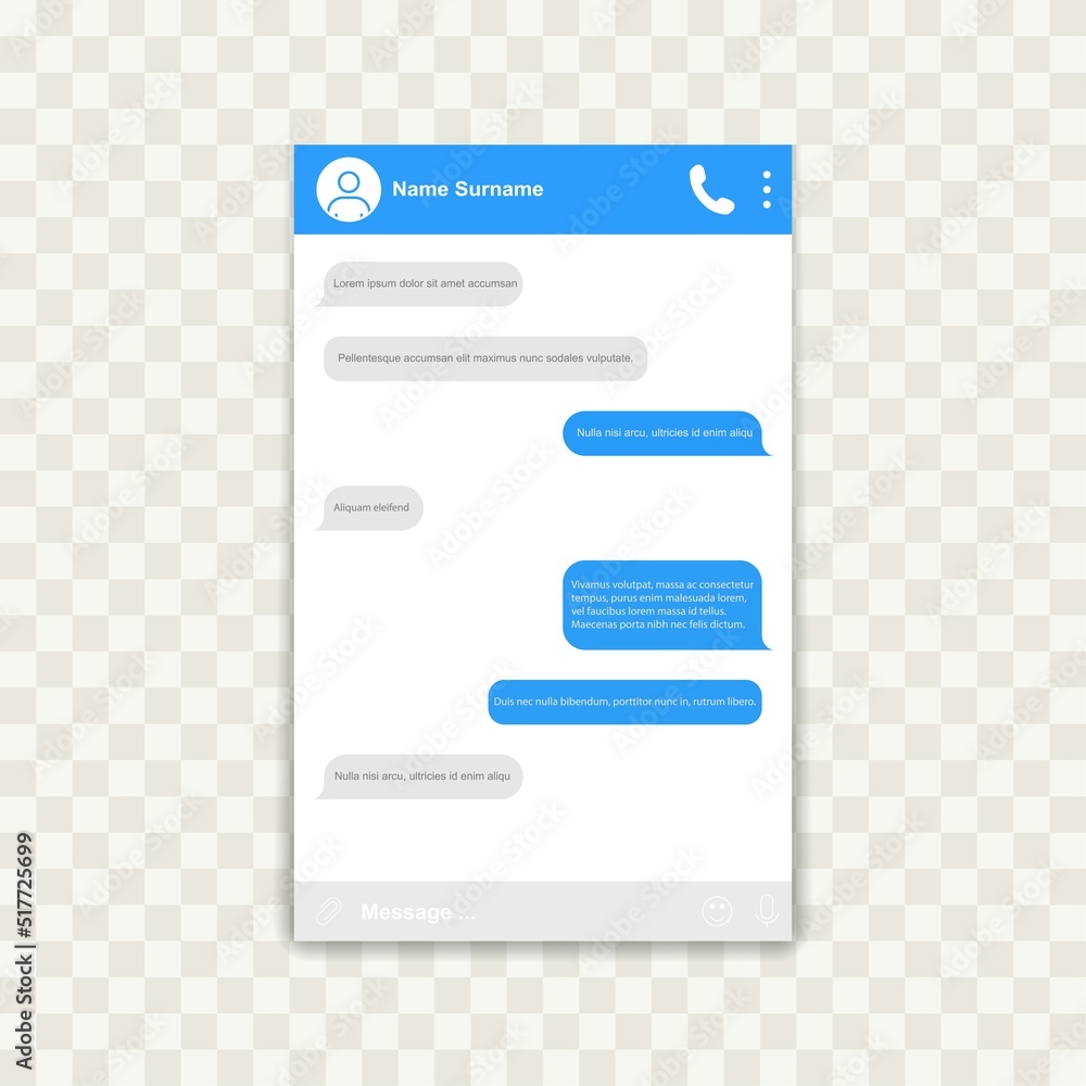 Poster chat interface with messaging bubbles. sms messages. speech bubbles. short message service bubbles. 