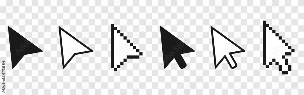 Fototapete arrow cursor pointer icon set. computer mouse cursor on a transparent background. click web button. 