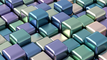 Colored abstract cubes background. 3D Rendering