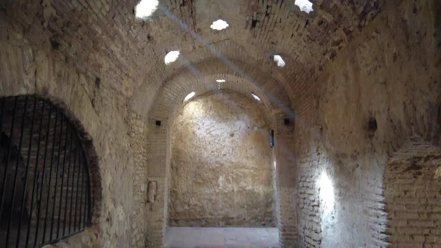 light entering through skylights in arab baths in ronda