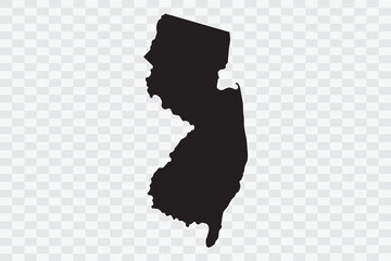 NEW JERSEY Map black Color on White Background quality files Png