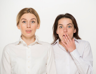 two, blond, isolated, dispute, intern, staff, manager, colleague, complicated, people organizing,...