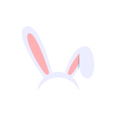 Easter bunny mask or rabbit ears on headband, flat vector illustration isolated.
