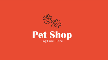 Pet Logo Design Template with paws