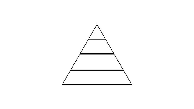 Black line Business pyramid chart infographics icon isolated on white background. Pyramidal stages graph elements. 4K Video motion graphic animation