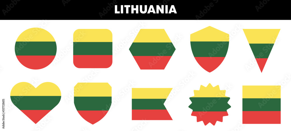 Poster lithuania flag labels collection. vector isolated on white. badge set with lithuania colors.