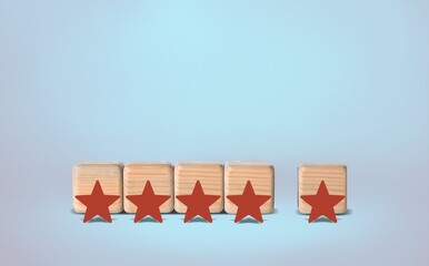 Wooden cubes and stars, business concept