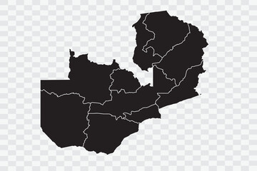 Zambia Map black Color on White Backgound quality files Png