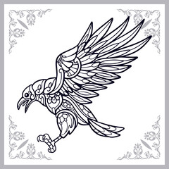 Crow bird zentangle arts isolated on white background