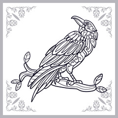 Fototapeta premium Crow bird zentangle arts isolated on white background