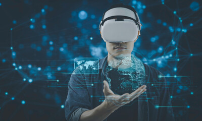 Businessmen use Metaverse technology. that help facilitate users to be able to connect around the...