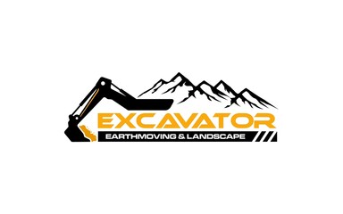 Illustration vector graphic of excavator construction, excavator earthworks, and heavy equipment logo design template