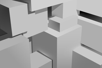 3D gray geometric cube background.