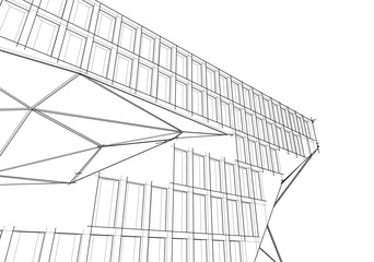 Modern architecture building 3d illustration