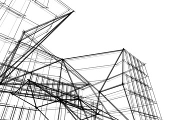 Modern architecture building 3d illustration