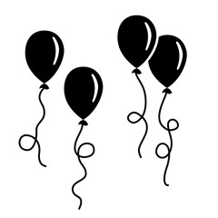 Set of black balloons. Vector illustration.