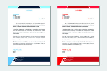blue and red color creative minimal letterhead design template. blue letterhead.