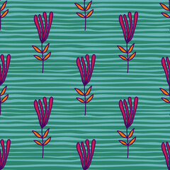 Flower seamless pattern. Abstract floral wallpaper. Doodle art style. Cute plants endless backdrop.