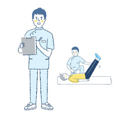 理学療法士とリハビリをする患者