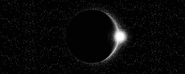 ,Star and planet in space. Futuristic landscape, with noise texture . Night landscape with starry sky .Vector illustration © miloje