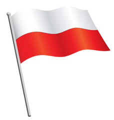 Polish flag flying on flagpole