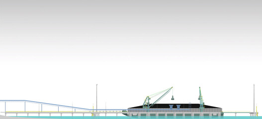 coal ship jetty construction 3D illustration