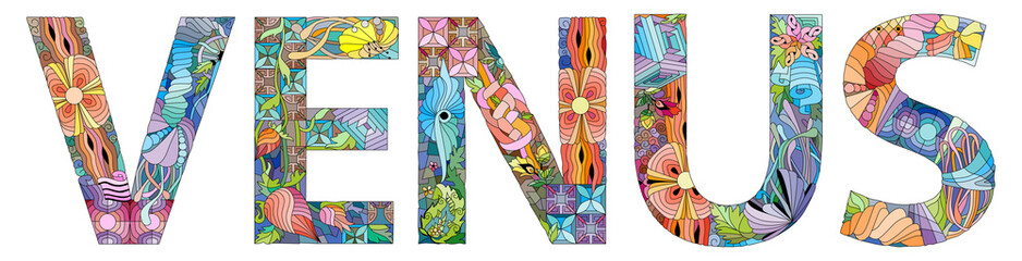 VENUS. Colorful typography text banner.