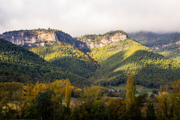 Autumn sunrise in La Vall D En Bas, La Garrotxa, Spain