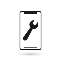 Mobile phone flat design with Tool Sign