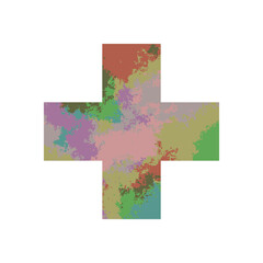 Fototapeta premium Colorful splash cross symbol or plus sign on white background vector.