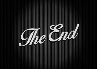 The End movie screen background. Vintage cinema or film poster. Vector stock