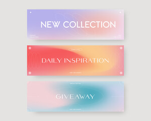 Web banner template set. Minimalist style. Collection of horizontal banners design. Vector illustration.