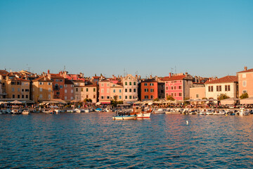 Fototapeta na wymiar Considered one of the most beautiful towns on the Istrian coast, Rovinj is an atmospheric village gathered on a small peninsula jutting into the sea.