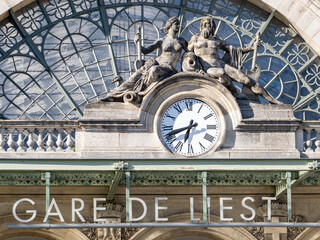 Station clock at the Gare de l'Est, Paris, France