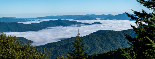 Foggy Morning in the Valleys of the Appalachian Mountains View from The Blue Ridge Parkway