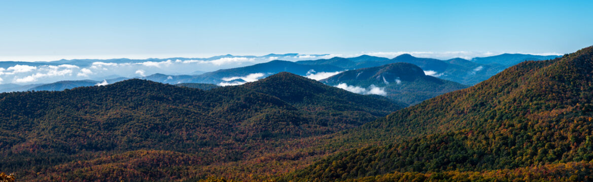 Foggy Morning in the Valleys of the Appalachian Mountains View from The Blue Ridge Parkway