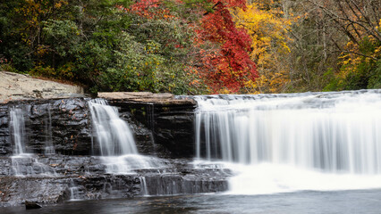 Refreshing Waterfall Hidden Deep in the Autumn Forest