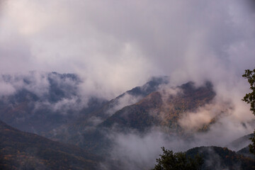 Autumn sunrise in Puigsacalm peak, La Garrotxa, Spain
