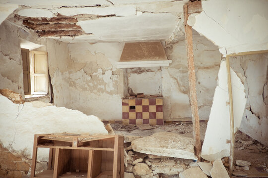 Interior Of Broken Abandoned House