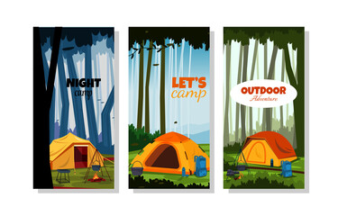 Summer Camp Tent Nature Adventure Holiday Card Template