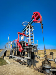 RUSSIA, TATARSTAN, AUGUST 03, 2021: Oil pump close up