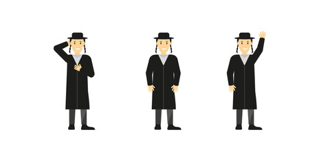 Vector image of a Jewish man .The Jew is sitting and standing. The monk. EPS 10