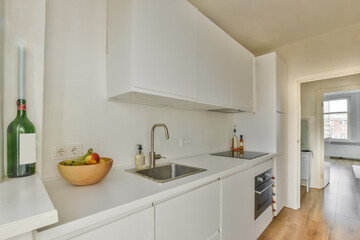 Modern kitchen with white cabinets