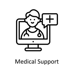 Medical Support vector outline Icon Design illustration. Medical Symbol on White background EPS 10 File