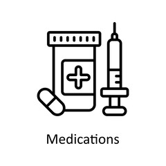 Medications vector outline Icon Design illustration. Medical Symbol on White background EPS 10 File