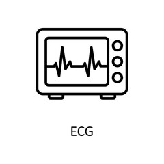 ECG vector outline Icon Design illustration. Medical Symbol on White background EPS 10 File