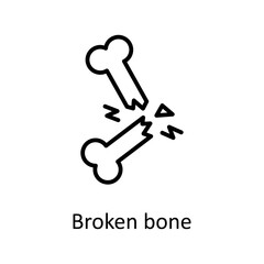 Broken Bone vector outline Icon Design illustration. Medical Symbol on White background EPS 10 File