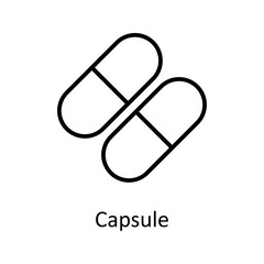 Capsule vector outline Icon Design illustration. Medical Symbol on White background EPS 10 File